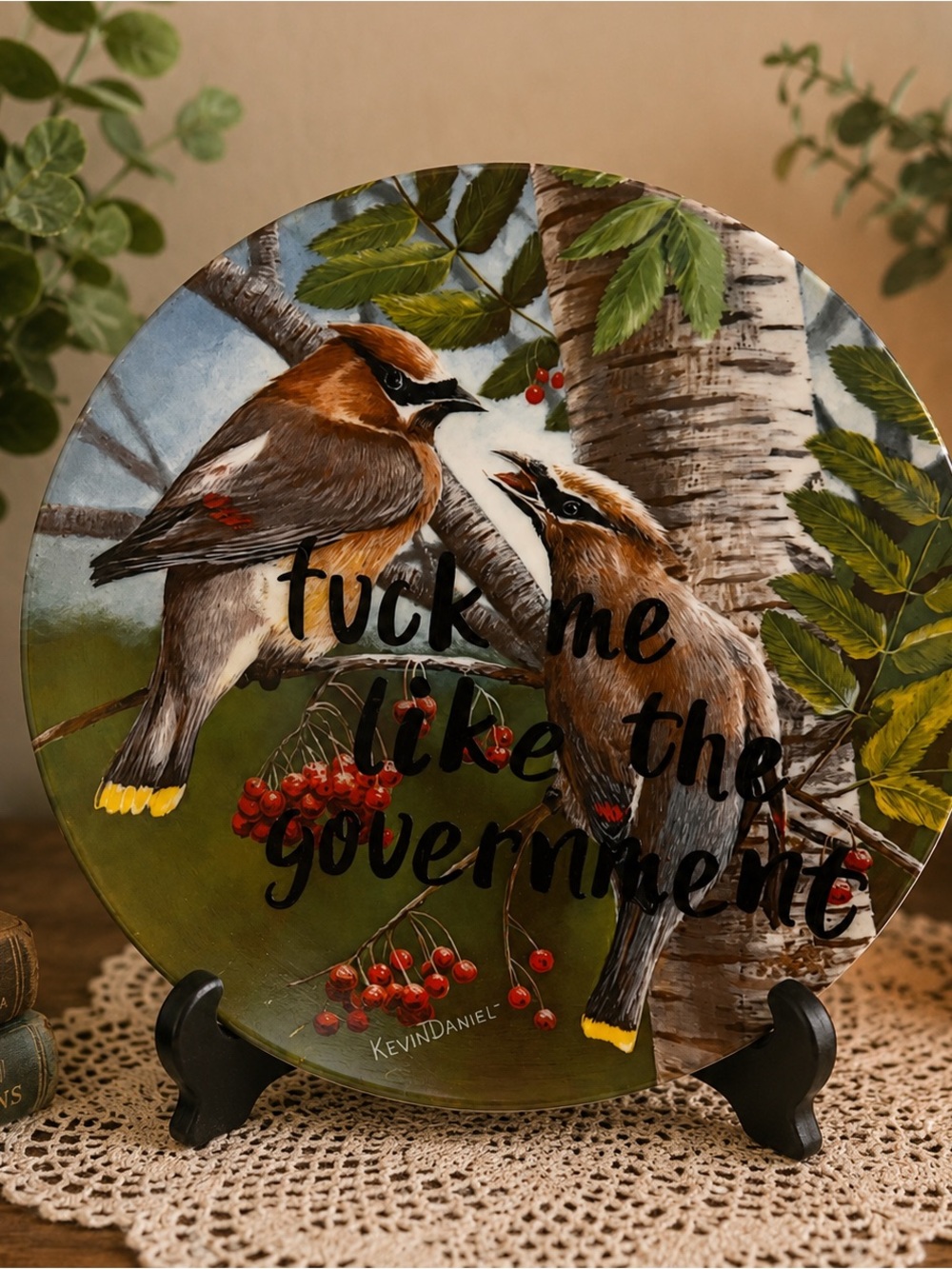 Sassy Upcycled Plate F@ck me like the government